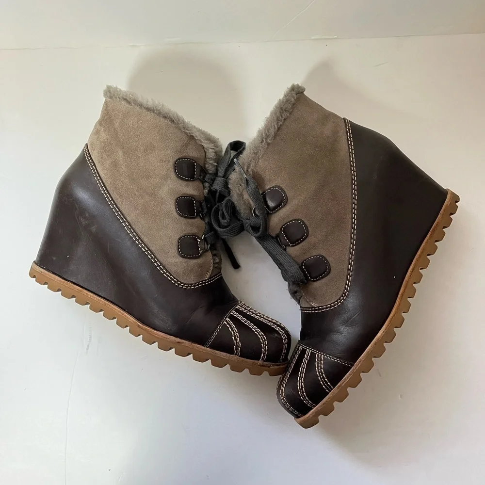 UGG Alasdair Brown Shearling Lined Lace Up Ankle Boots Size 10 - Picture 6 of 11